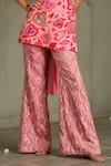 House Of Akshata_Red Crepe, Tissue Embroidery Scoop Neck Heart Embellished Co-ord Set _at_Aza_Fashions