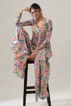 Buy_House Of Akshata_Multi Color Crepe Embroidery Round Neck Radiant Bloom Peplum Set _Online_at_Aza_Fashions
