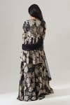 Shop_House Of Akshata_Black Organza, Net, Satin Embroidery Round Neck Hand Peplum Set _at_Aza_Fashions