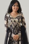 Shop_House Of Akshata_Black Organza, Net, Satin Embroidery Round Neck Hand Peplum Set _Online_at_Aza_Fashions
