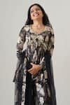 House Of Akshata_Black Organza, Net, Satin Embroidery Round Neck Hand Peplum Set _at_Aza_Fashions