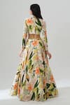 Shop_House Of Akshata_Multi Color Crepe Embroidery Round Neck Tropical Sheer Green Lehenga Set _at_Aza_Fashions