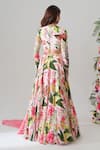 Shop_House Of Akshata_Pink Crepe Embroidery Round Neck Tropical Bliss Floral Lehenga Set _at_Aza_Fashions