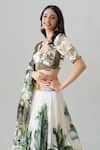 Buy_House Of Akshata_White Georgette, Organza Embroidery Round Neck Enchanted Forest Lehenga Set _Online_at_Aza_Fashions