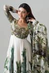 Shop_House Of Akshata_White Georgette, Organza Embroidery Square Neck Enchanted Forest Anarkali Set _Online_at_Aza_Fashions