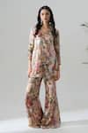 House Of Akshata_Multi Color Organza, Satin Embroidery Vintage-inspired Multicolour Co-ord Set _Online_at_Aza_Fashions