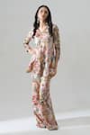 Buy_House Of Akshata_Multi Color Organza, Satin Embroidery Vintage-inspired Multicolour Co-ord Set 