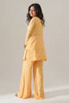 Shop_House Of Akshata_Yellow Georgette Embroidery V-neck Citrus Bliss Co-ord Set _at_Aza_Fashions