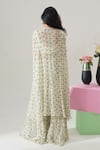 Shop_House Of Akshata_White Georgette Embroidery Open , Round Avocado Bliss Co-ord Set _at_Aza_Fashions