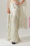 Shop_House Of Akshata_White Georgette Embroidery Open , Round Avocado Bliss Co-ord Set _Online_at_Aza_Fashions
