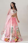 Buy_House Of Akshata_Pink Crepe, Net Embroidery Round Neck Blush Garden Lehenga Set _at_Aza_Fashions