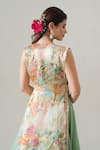 Buy_House Of Akshata_Green Organza, Satin Embroidery Round Neck Sage Serenity Lehenga Set 