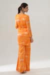 Shop_House Of Akshata_Orange Bemberg, Satin Embroidery V-neck Sunset Glow Co-ord Set _at_Aza_Fashions
