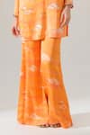House Of Akshata_Orange Bemberg, Satin Embroidery V-neck Sunset Glow Co-ord Set _Online_at_Aza_Fashions