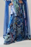 Buy_House Of Akshata_Blue Georgette, Net Embroidery, Sequins Round Neck Midnight Bloom Peplum Set 