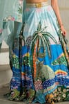 Shop_House Of Akshata_Sky Blue Crepe, Tissue Embroidery Round Neck Beach Print Embellished Lehenga Set _Online_at_Aza_Fashions
