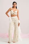Buy_House Of Akshata_White Georgette, Organza Beads, Embroidery Scoop Neck Embellished Co-ord Set _at_Aza_Fashions