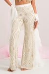 House Of Akshata_White Georgette, Organza Beads, Embroidery Scoop Neck Embellished Co-ord Set _at_Aza_Fashions