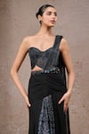 Buy_Tarun Tahiliani_Black Chiffon Sequins, Black-multi Designer Concept Saree And Corset Set _Online_at_Aza_Fashions
