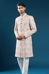 Shop_Arihant Rai Sinha_Multi Color Silk Embroidery Designer Sherwani Set _Online_at_Aza_Fashions