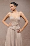 Buy_Tarun Tahiliani_Beige Net Sequins Sweetheart Neck Champagne Crinkle Corset And Trouser Set _Online_at_Aza_Fashions