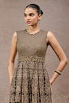 Buy_Tarun Tahiliani_Black Tulle, Net Sequins, Embroidery Round Neck Designer Black-gold Jumpsuit _Online_at_Aza_Fashions