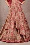Tarun Tahiliani_Rust Tussar, Silk Sweetheart Neck Orange Lehenga Set _Online_at_Aza_Fashions