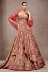 Tarun Tahiliani_Rust Tussar, Silk Sweetheart Neck Orange Lehenga Set _at_Aza_Fashions