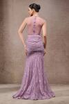 Shop_Tarun Tahiliani_Lavender Lace, Tulle, Net Embroidery, Sequins High Neck Concept Saree And Bodysuit _at_Aza_Fashions