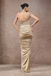 Shop_Tarun Tahiliani_Gold Jersey Sequins, Metallic Thread, Beads Foil Cutout Bodysuit And Skirt Set _at_Aza_Fashions
