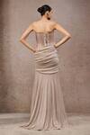 Shop_Tarun Tahiliani_Beige Net Beads Sweetheart Neck Champagne Crinkle Gown _at_Aza_Fashions