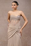 Buy_Tarun Tahiliani_Beige Net Beads Sweetheart Neck Champagne Crinkle Gown _Online_at_Aza_Fashions