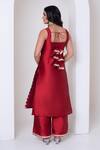 Shop_Pomcha Jaipur_Red Taffeta, Silk, Net Gota Patti Square Neck Kurta Pant Set _at_Aza_Fashions