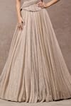 Buy_Tarun Tahiliani_Beige Net Sweetheart Neck Champagne Crinkle Skirt And Corset Set _Online_at_Aza_Fashions
