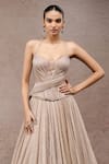 Shop_Tarun Tahiliani_Beige Net Sweetheart Neck Champagne Crinkle Skirt And Corset Set _Online_at_Aza_Fashions