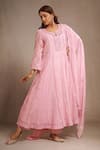 Buy_Sonali Methi_Pink Embroidery Round Neck Hand And Machine Anarkali Set _at_Aza_Fashions