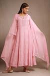 Buy_Sonali Methi_Pink Embroidery Round Neck Hand And Machine Anarkali Set 