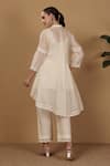 Shop_Sonali Methi_Off White Chanderi Embroidery Collared Kurta Set _at_Aza_Fashions