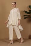 Buy_Sonali Methi_Off White Chanderi Embroidery Collared Kurta Set _at_Aza_Fashions
