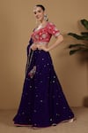 Shop_Sonali Methi_Purple Organza Tassels, Embroidery Round Neck Designer Pink Blue Lehenga Set _at_Aza_Fashions
