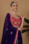 Buy_Sonali Methi_Purple Organza Tassels, Embroidery Round Neck Designer Pink Blue Lehenga Set _Online_at_Aza_Fashions