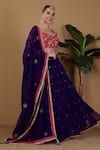 Buy_Sonali Methi_Purple Organza Tassels, Embroidery Round Neck Designer Pink Blue Lehenga Set _at_Aza_Fashions