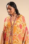 Buy_Sonali Methi_Yellow Chinon, Crepe Embroidery V-neck Designer Floral Cape Skirt Set _Online_at_Aza_Fashions