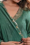 Buy_Sonali Methi_Green Embroidery V-neck Bottle Hand Anarkali Set _Online_at_Aza_Fashions