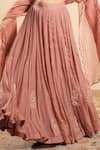 Buy_Sonali Methi_Pink Organza Embroidery V-neck Designer Onion Lehenga Set _Online_at_Aza_Fashions