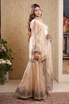 Sonali Methi_Gold Tissue Embroidery V-neck Sharara Set _Online_at_Aza_Fashions