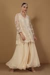 Buy_Sonali Methi_Off White Organza Embroidery V-neck Designer Kurta Set _Online_at_Aza_Fashions