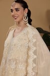 Sonali Methi_Off White Organza Embroidery V-neck Designer Kurta Set _at_Aza_Fashions