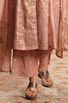 Buy_Sonali Methi_Blush Tissue Embroidery V-neck Pink Hand Kurta Set _Online_at_Aza_Fashions