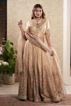 Buy_Sonali Methi_Gold Tissue Embroidery V-neck Lehenga Set _at_Aza_Fashions